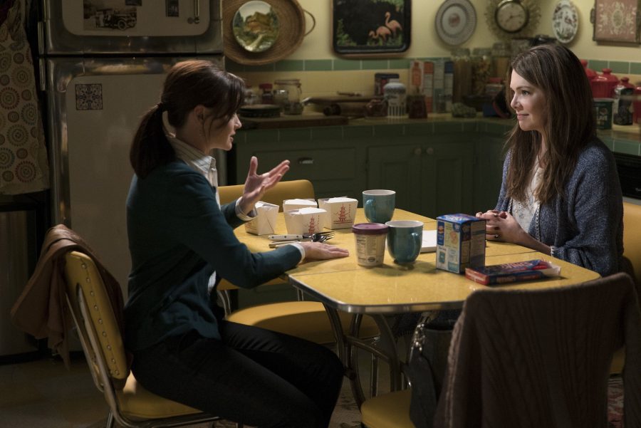 Alexis Bledel and Lauren Graham in a scene from the television series Gilmore Girls a Year in the Life on Netflix. (Saeed Adyani/Netflix)