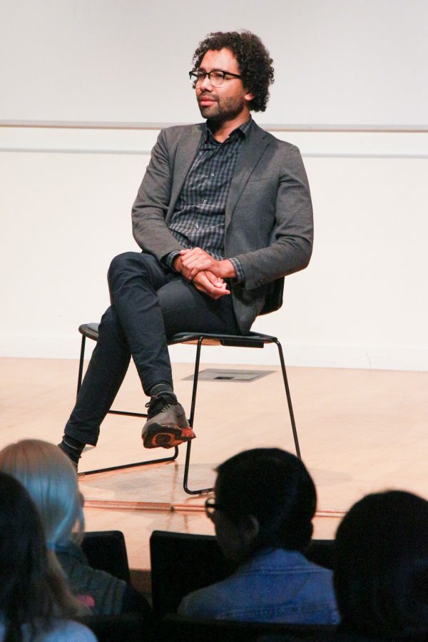 New York Times correspondent, Nick Casey, speaks with Menlo School students during Writers Week. Photo by Pete Zivkov.