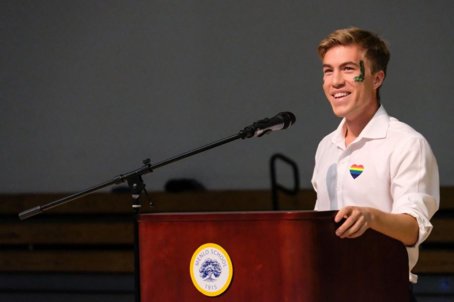 Scott Stevens (16) speaking at the National Coming Out Day Assembly.  Photo courtesy of Pete Zivkov. 