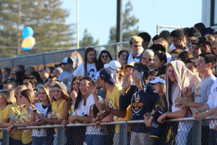 The Sea of Gold pictured at the Homecoming football game. Staff Photo: Bella Scola. 