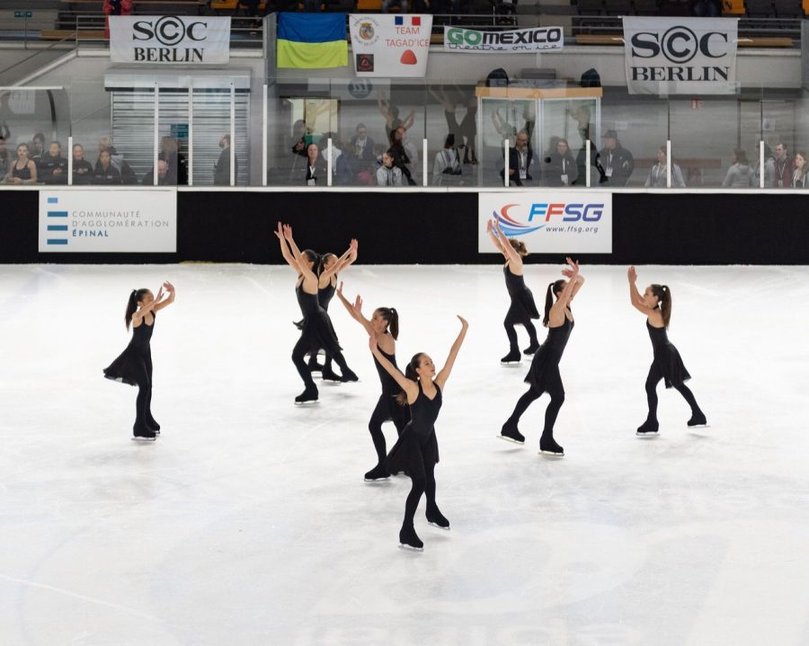 San Francisco Ice Theatre has advanced to compete at Nations’ Cup twice during my time on the team. My freshman year, I missed an entire week of school to travel to Épinal, France, where the competition was held. Photo courtesy of Ken Chan.
