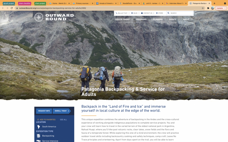 The 12-day backpacking program soon-to-be-Menlo-alumni Julia Deffner will participate in next January. Screenshot from https://www.outwardbound.org/course/patagonia-backpacking-service-for-adults/389/.
