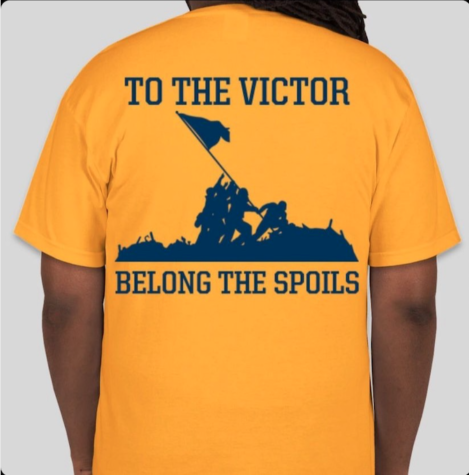 A T-shirt design by senior Logan Deeter for the Sea of Gold caused controversy within the Menlo community. Photo courtesy of Carolina Espinosa.