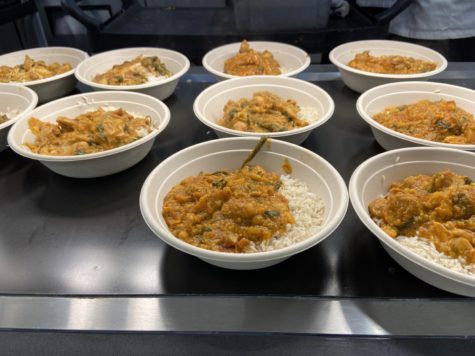 Flik served chicken tikka masala on Thursday, Jan. 13 using ingredients from last weeks deliveries. This week, Flik used a similar menu to the week of Jan. 2 in an attempt to incorporate leftover ingredients due to online learning. Staff Photo: Alex Levitt.