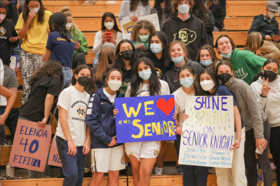 Menlo students attended the girls basketball game against Pinewood for their senior night. Staff photo: Lexi Friesel. 