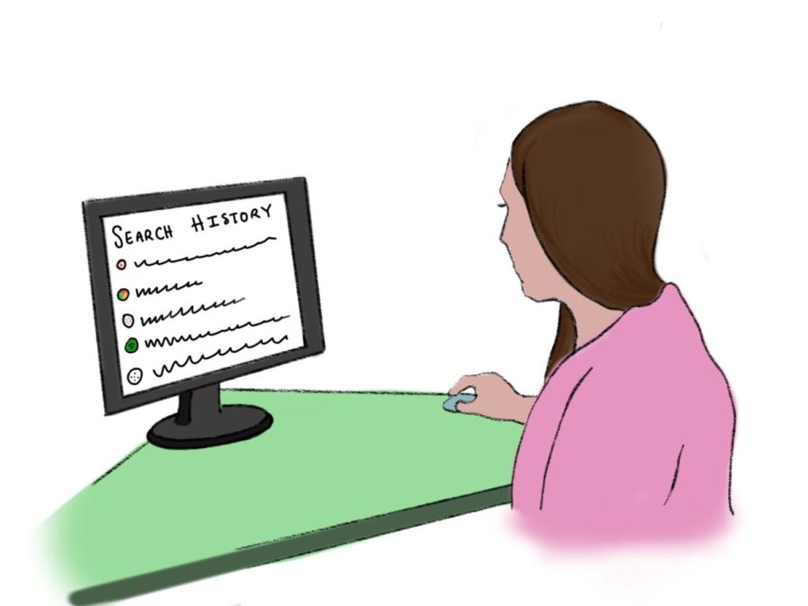 Although Menlos technology department can set controls and block certain websites, it cannot go so far as to track a students search history. Staff illustration: Dorinda Xiao.