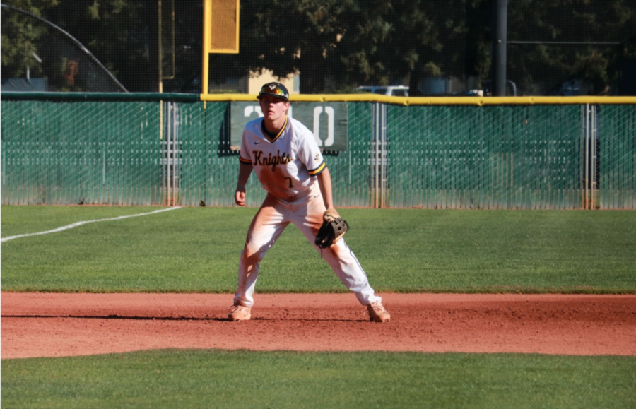 Senior Jack Geisler plays third base at their game against Capuchino High School. Photo courtesy of Desiree Roman-Aquino.