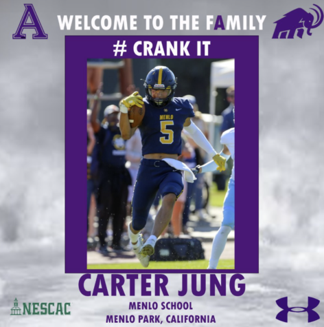 Jung publicly announced his commitment to Amherst College on Dec. 14, 2021. Graphic courtesy of Carter Jung.
