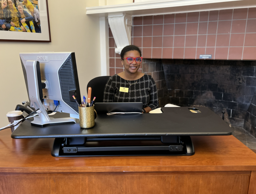 Wilson poses in her office. According to Wilson, Menlo has really made her feel like part of the community. “Everybody has been so welcoming,” Wilson said. Staff Photo: Sonia Dholakia