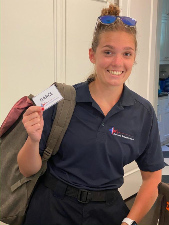 Young was eager to start her first day of EMT school, even though her name was misspelled. Photo Courtesy of Grace Young