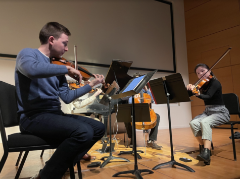 Musicians from Music@Menlo perform for the AP European History class. Staff photo: Andrea Li