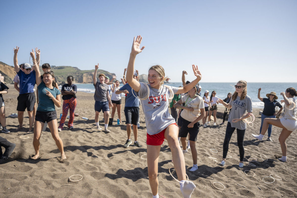 Seniors participate in advocacy beach competitions at the senior retreat in Sausalito on Aug. 28, 2023. Photo courtesy of Kevin Chan on Menlo Flickr