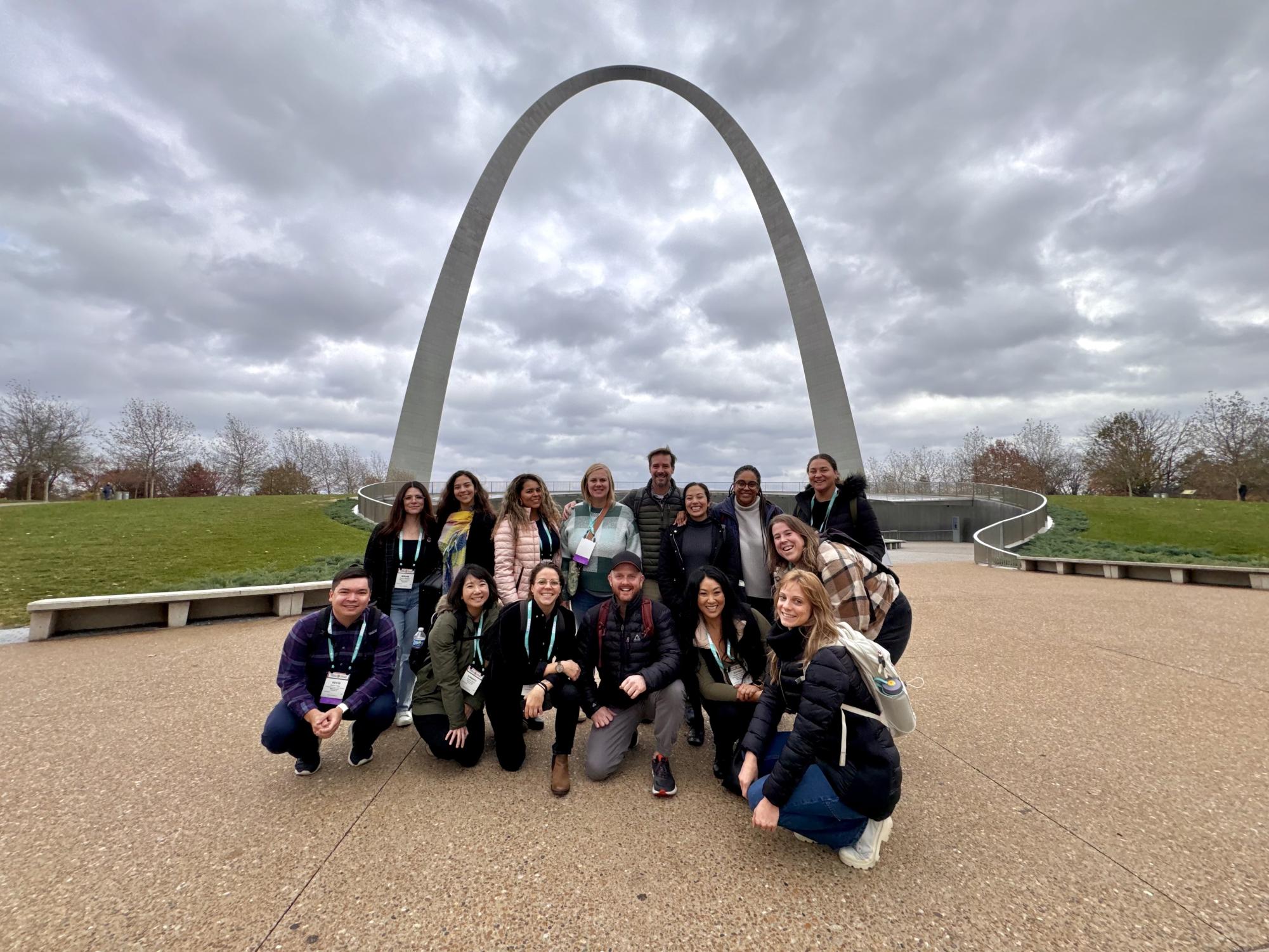 A collection of Menlo faculty travels to St. Louis for the annual conference in 2023. Photo courtesy of Kevin Chan