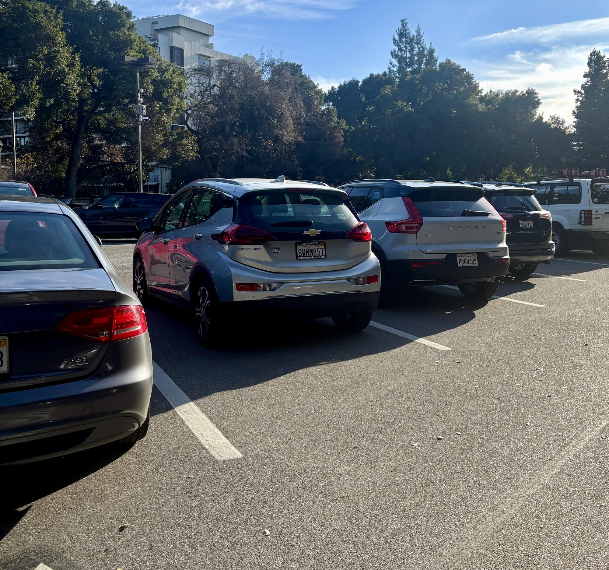 Cars sit in the student parking lot on Jan. 6.